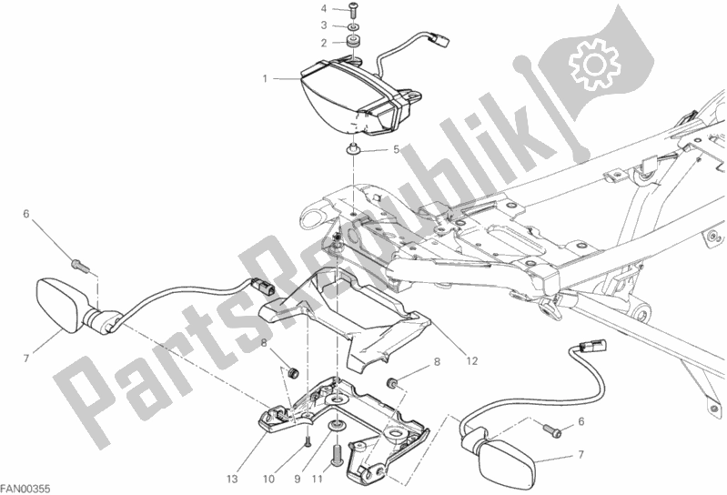 Alle onderdelen voor de Achterlicht van de Ducati Scrambler Cafe Racer Thailand USA 803 2020